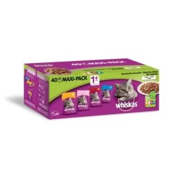 Whiskas Maaltijdzakjes 1+ MIX Selection Vis- En Vleesgelei 40 × 100 G