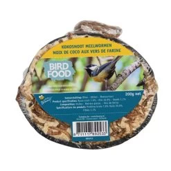 Halve Kokosnoot Met Vetvoedermix En Meelwormen