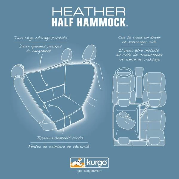 Hondendeken Auto Kurgo Heather Half Hammock - Grijs 8 Hondendeken Auto Kurgo Heather Half Hammock - Grijs - Afbeelding 6