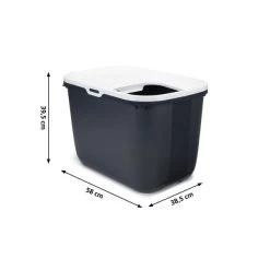 Kattenbak HOP IN 58 × 38,5 × 39,5 Cm - Grijs -Garden Pet & Animal Winkel hop in kattenbak grijs 58x385x395 cm 1600948738 2 600